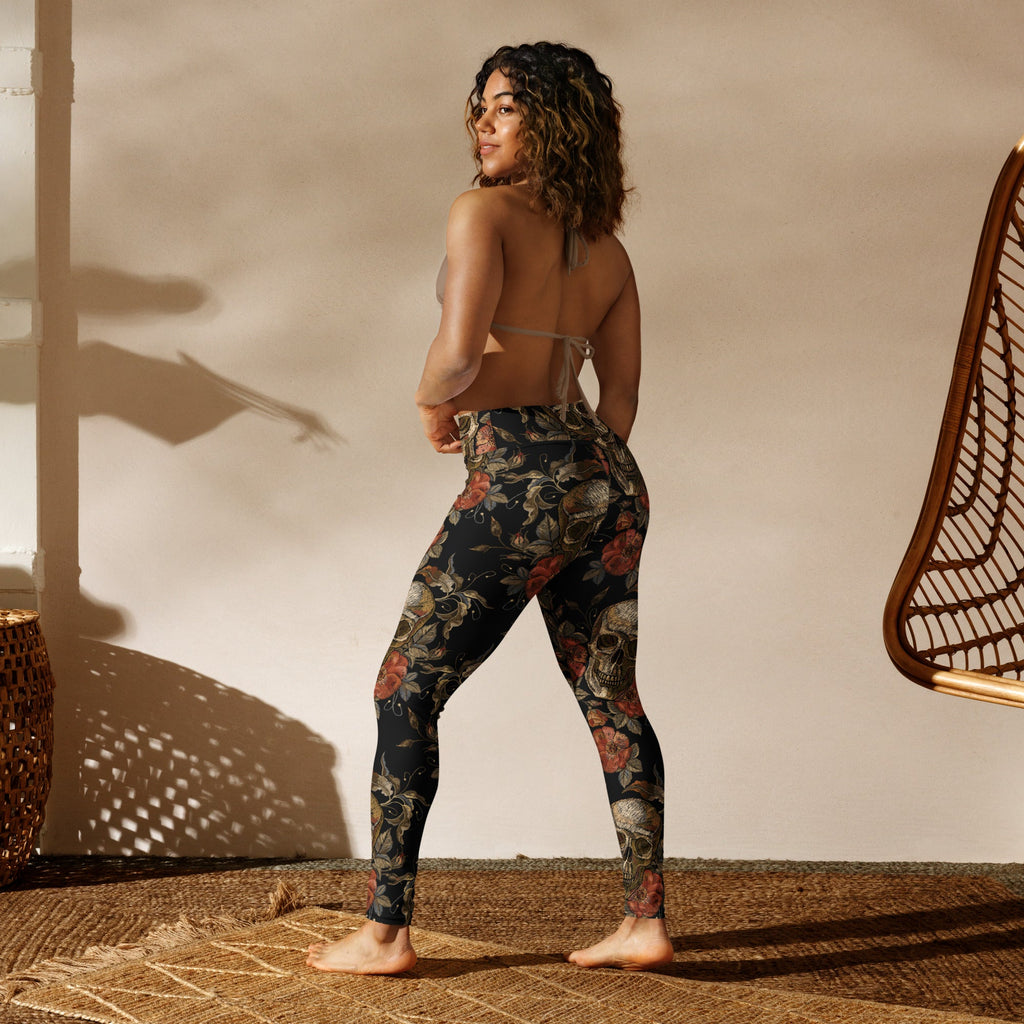 Embroidery Skull Yoga Leggings
