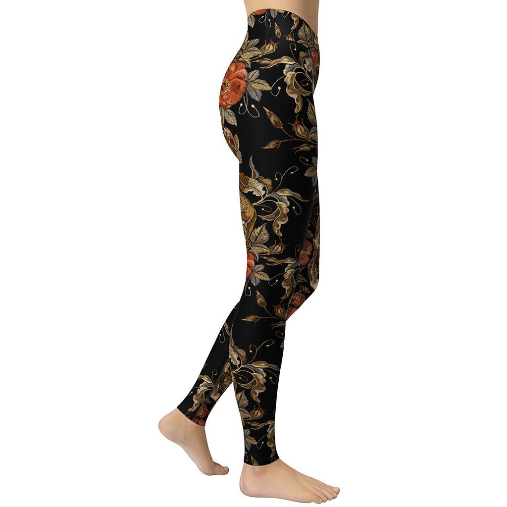 Embroidery Skull Yoga Leggings