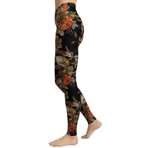 Embroidery Skull Yoga Leggings
