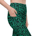 Emerald Green Leopard Leggings With Pockets
