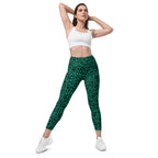 Emerald Green Leopard Leggings With Pockets