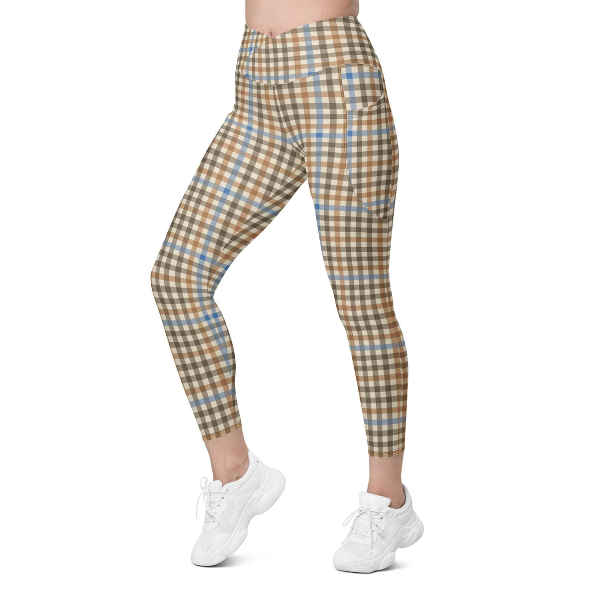 English Countryside Check Crossover Leggings With Pockets