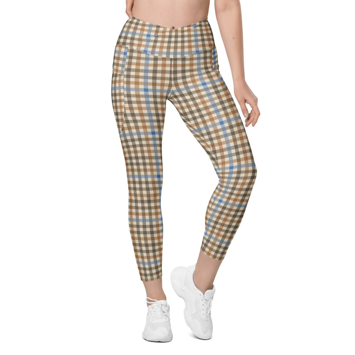 English Countryside Check Crossover Leggings With Pockets