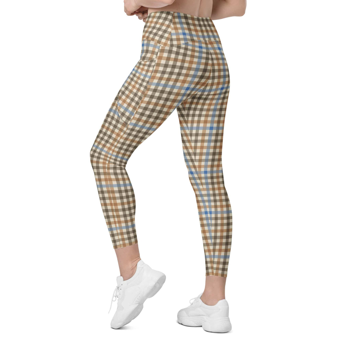 English Countryside Check Crossover Leggings With Pockets