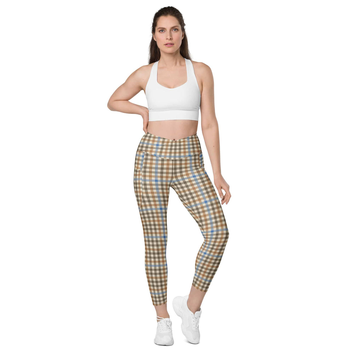 English Countryside Check Crossover Leggings With Pockets