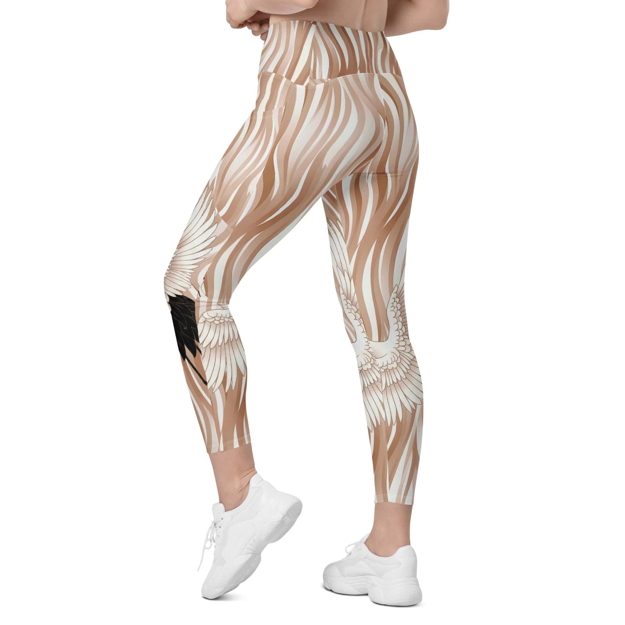 Ethereal Wings Crossover Leggings With Pockets