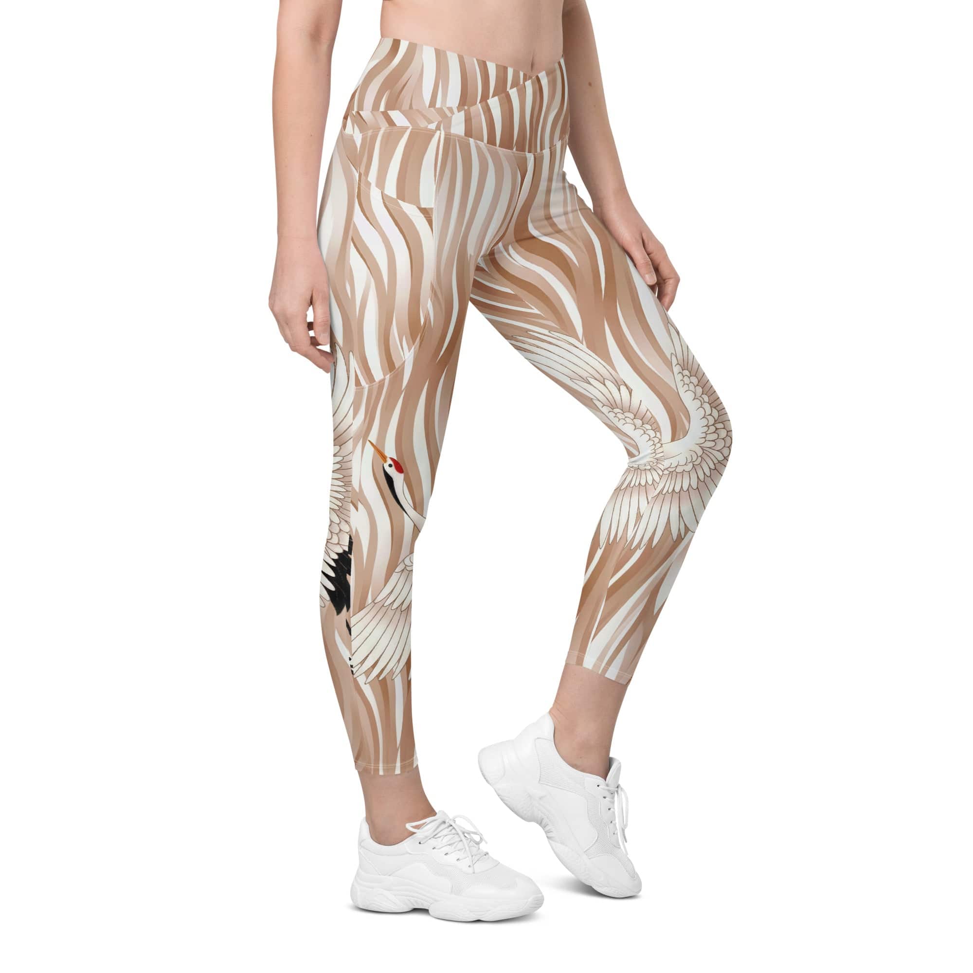 Ethereal Wings Crossover Leggings With Pockets