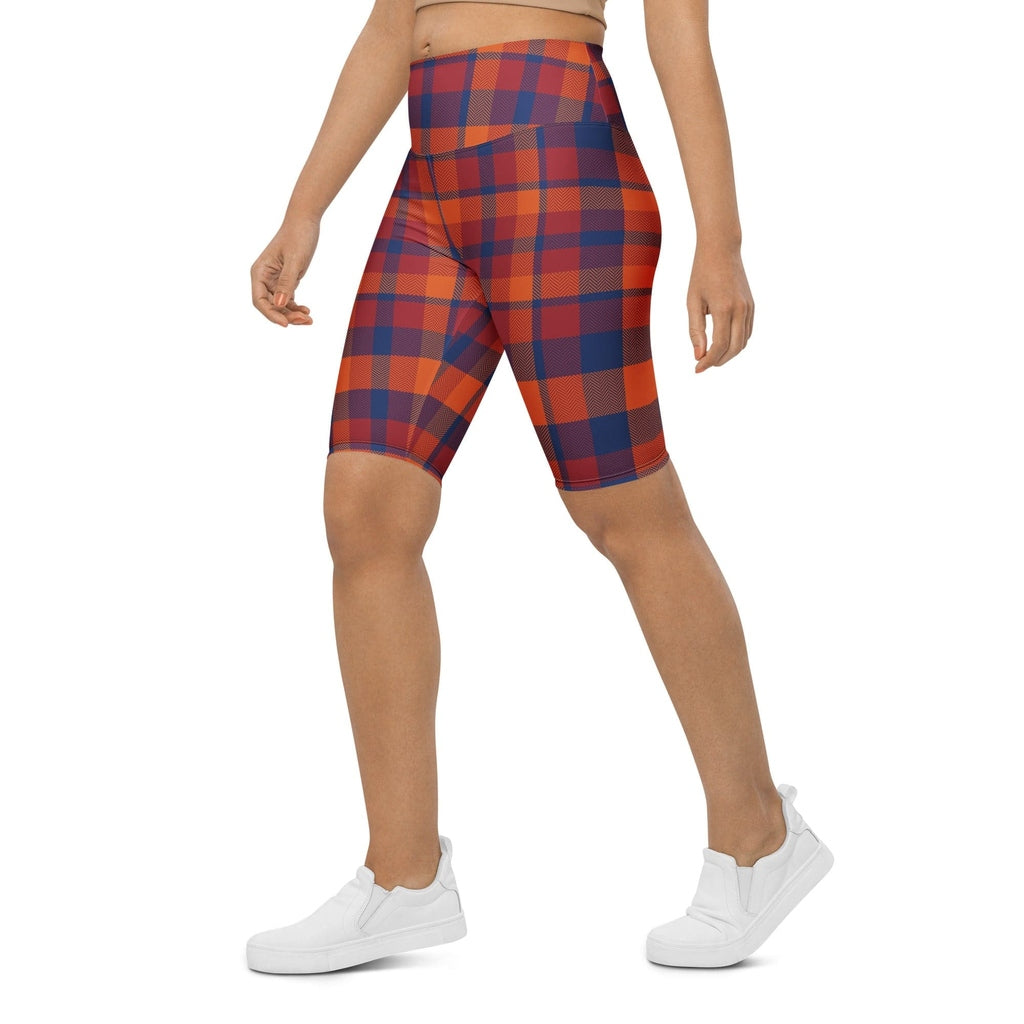 Fall Plaid Biker Shorts