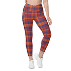 Fall Plaid Crossover Leggings With Pockets