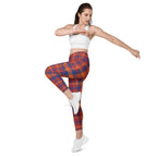 Fall Plaid Crossover Leggings With Pockets