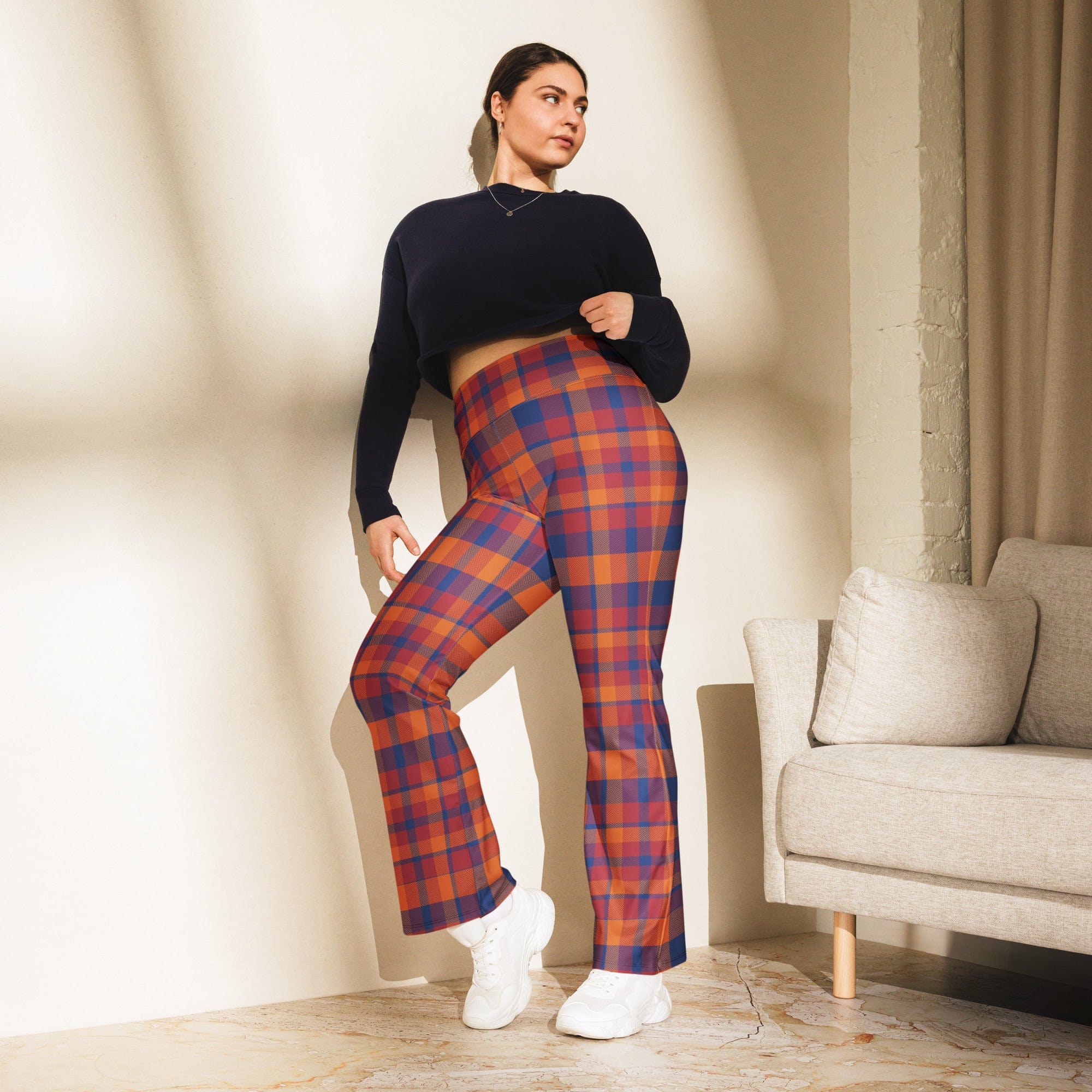 Fall Plaid Flare Leggings