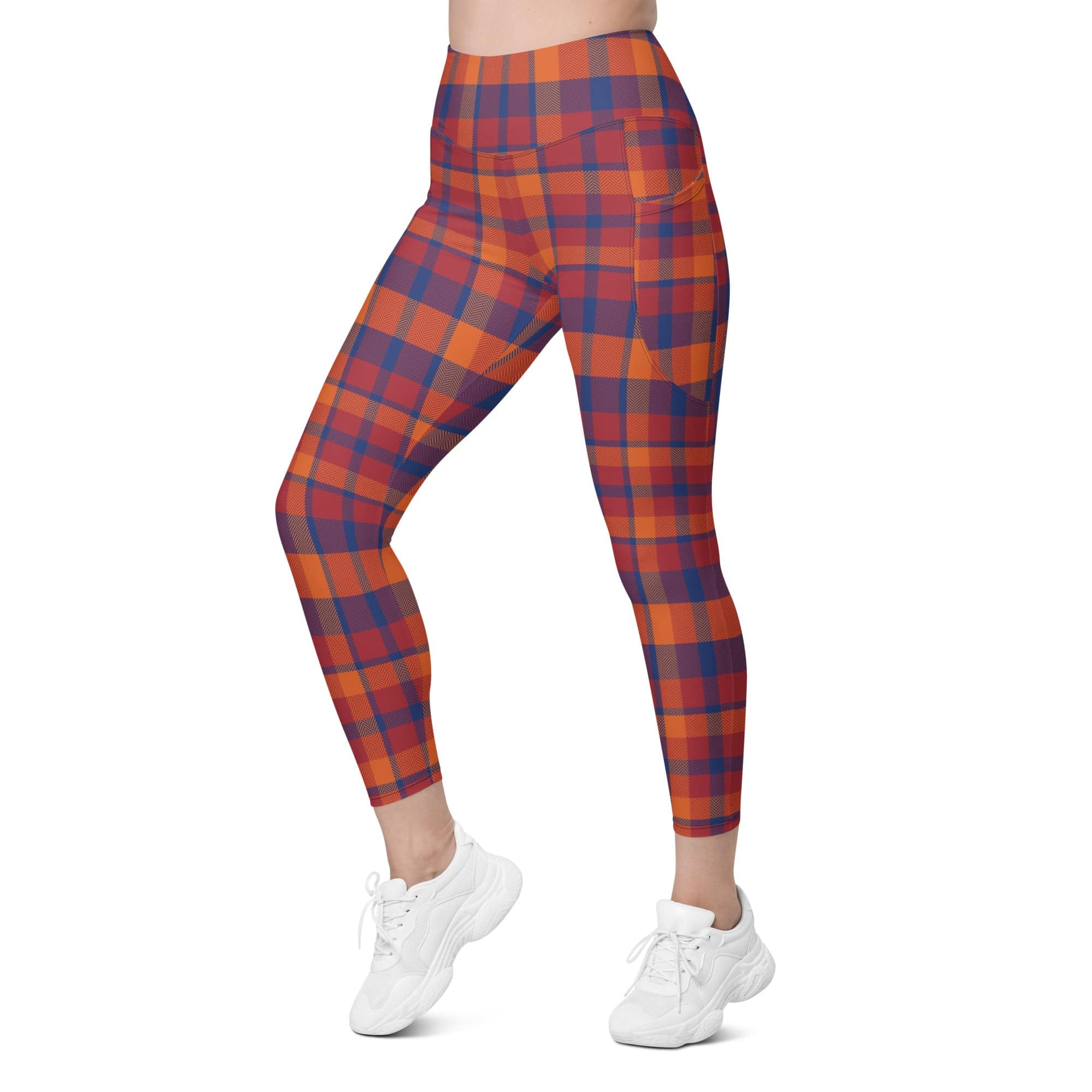 Fall Plaid Leggings With Pockets