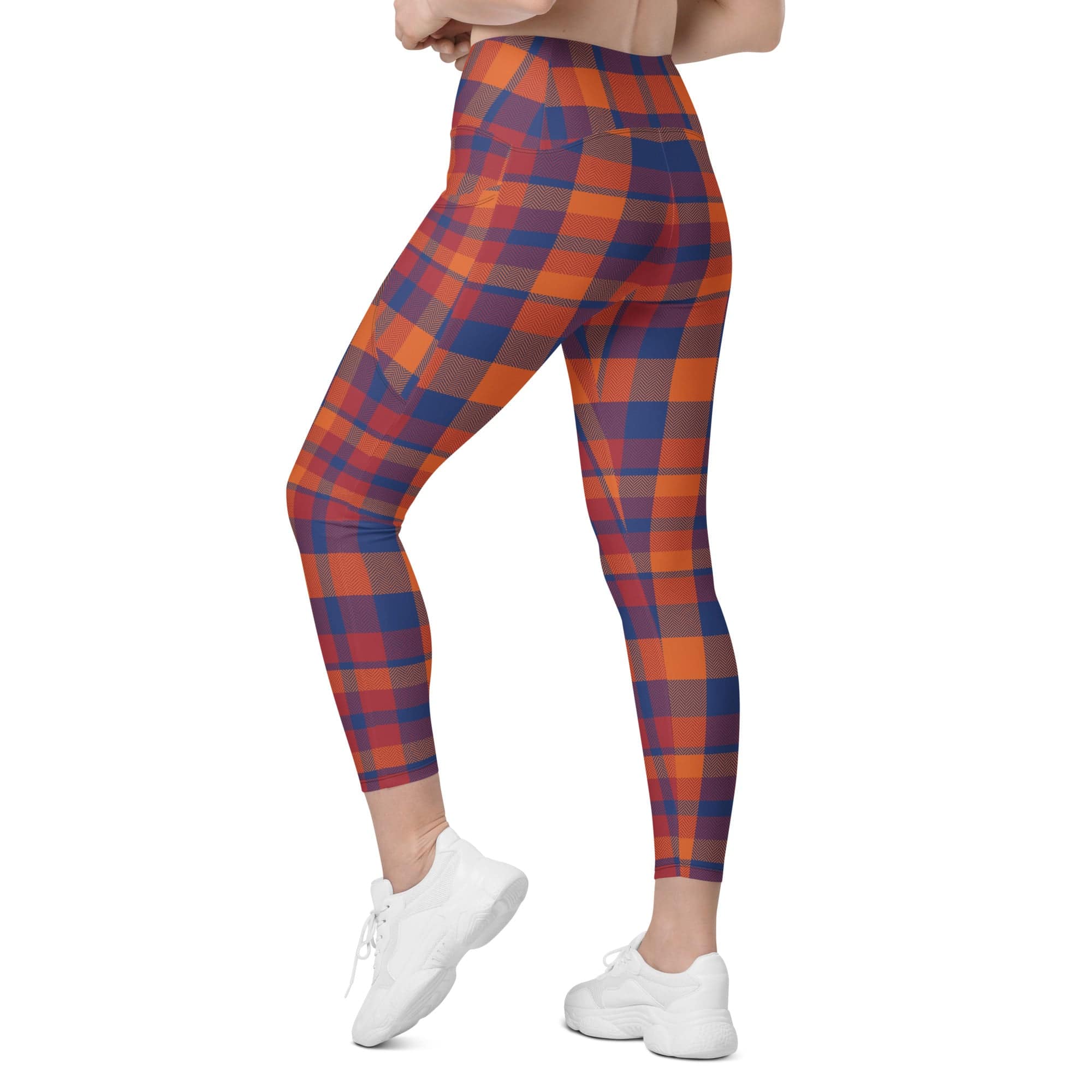 Fall Plaid Leggings With Pockets