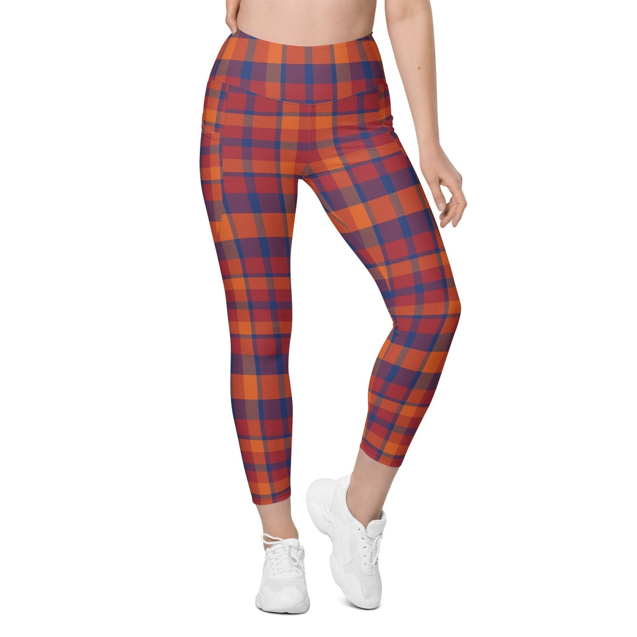 Fall Plaid Leggings With Pockets