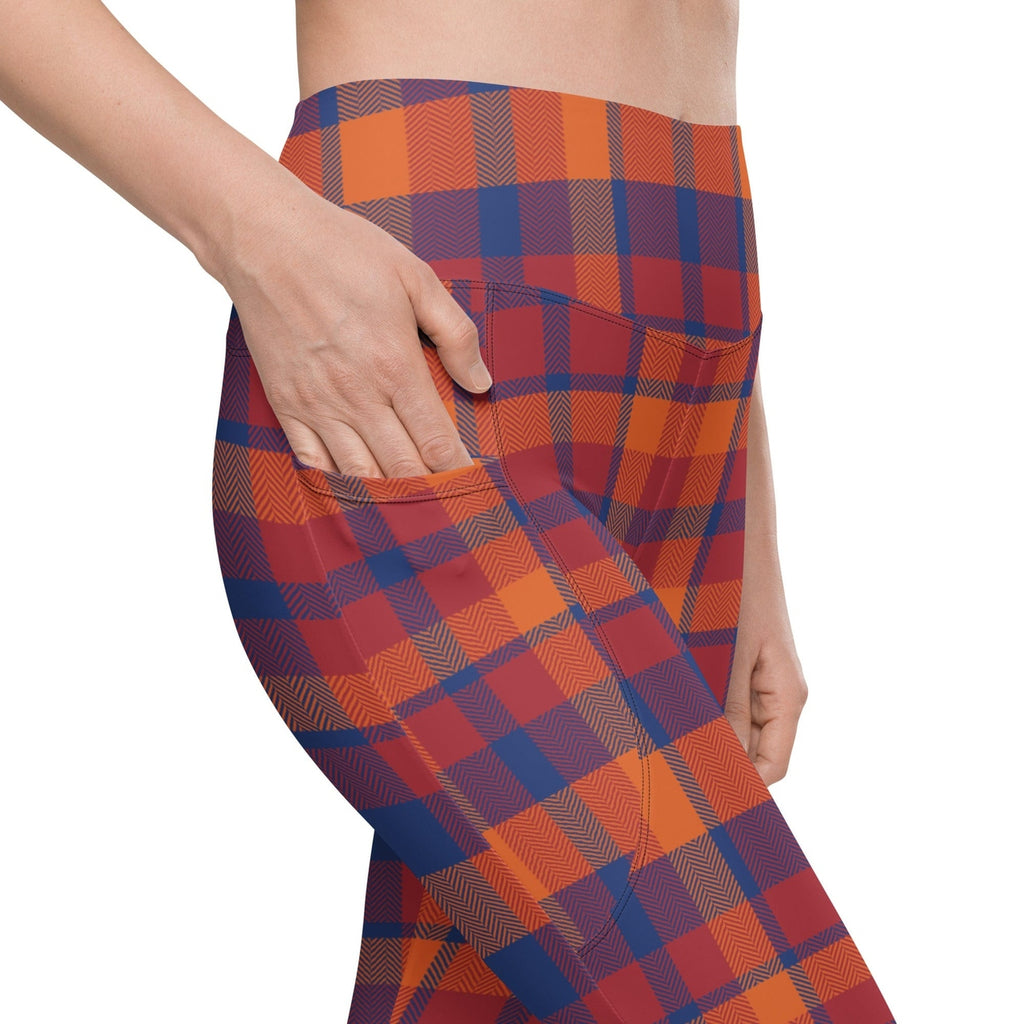 Fall Plaid Leggings With Pockets
