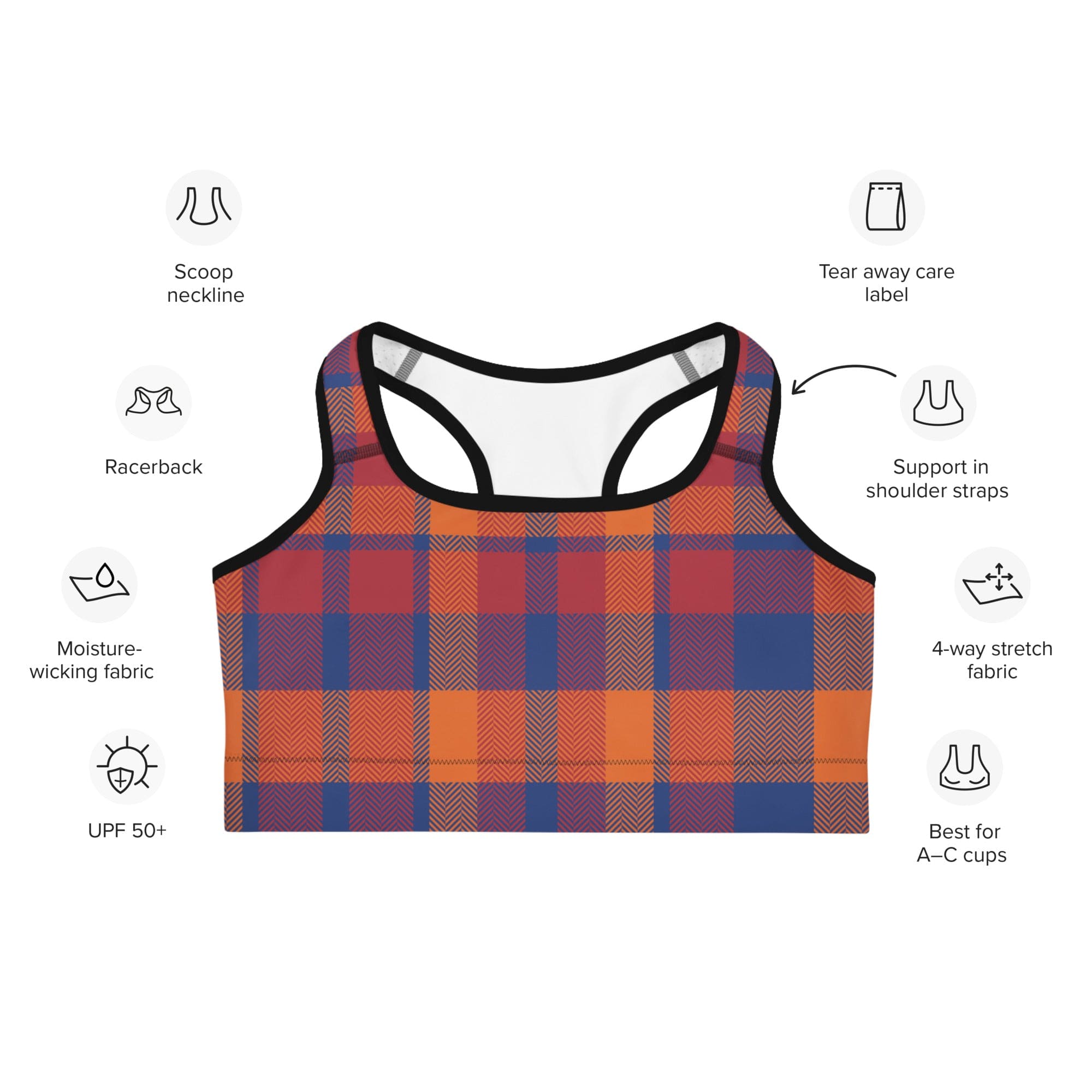 Fall Plaid Sports Bra