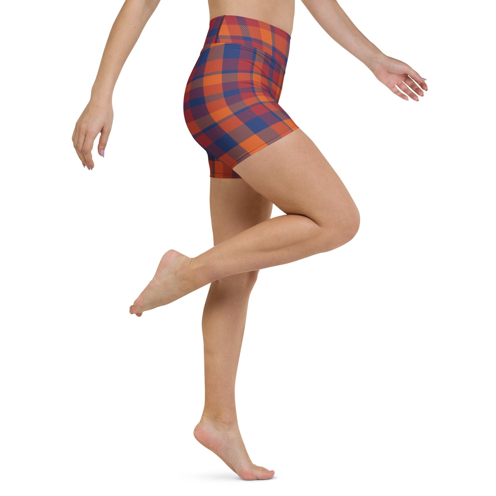 Fall Plaid Yoga Shorts