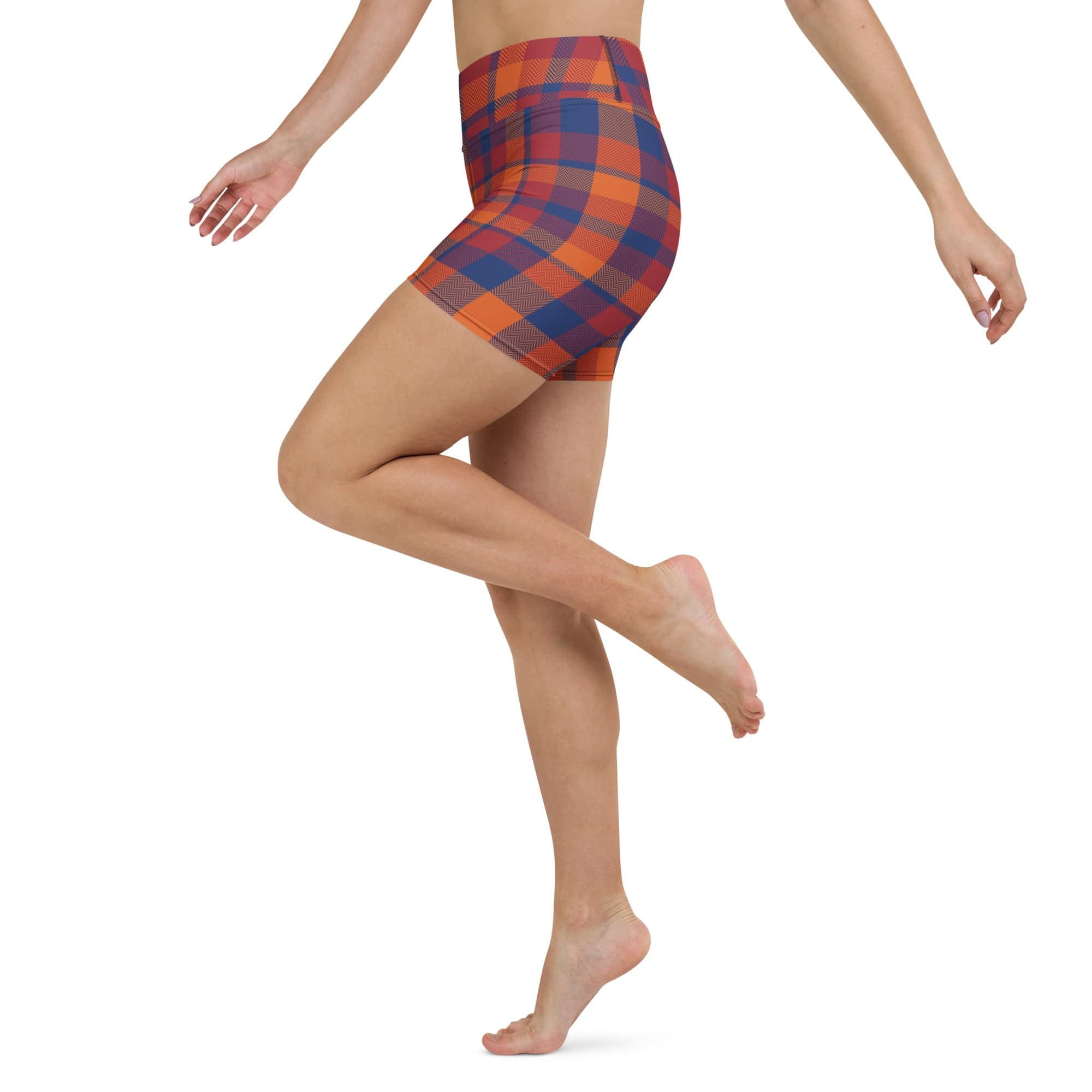 Fall Plaid Yoga Shorts
