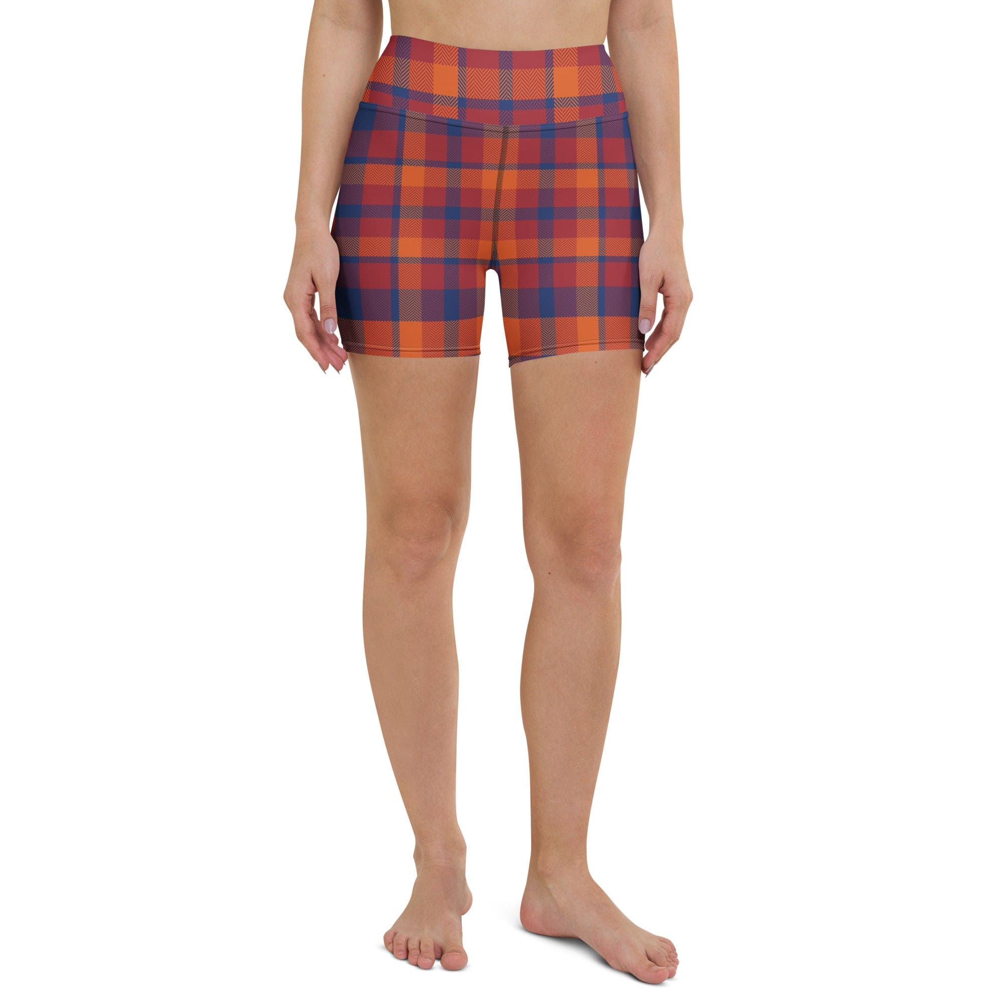 Fall Plaid Yoga Shorts