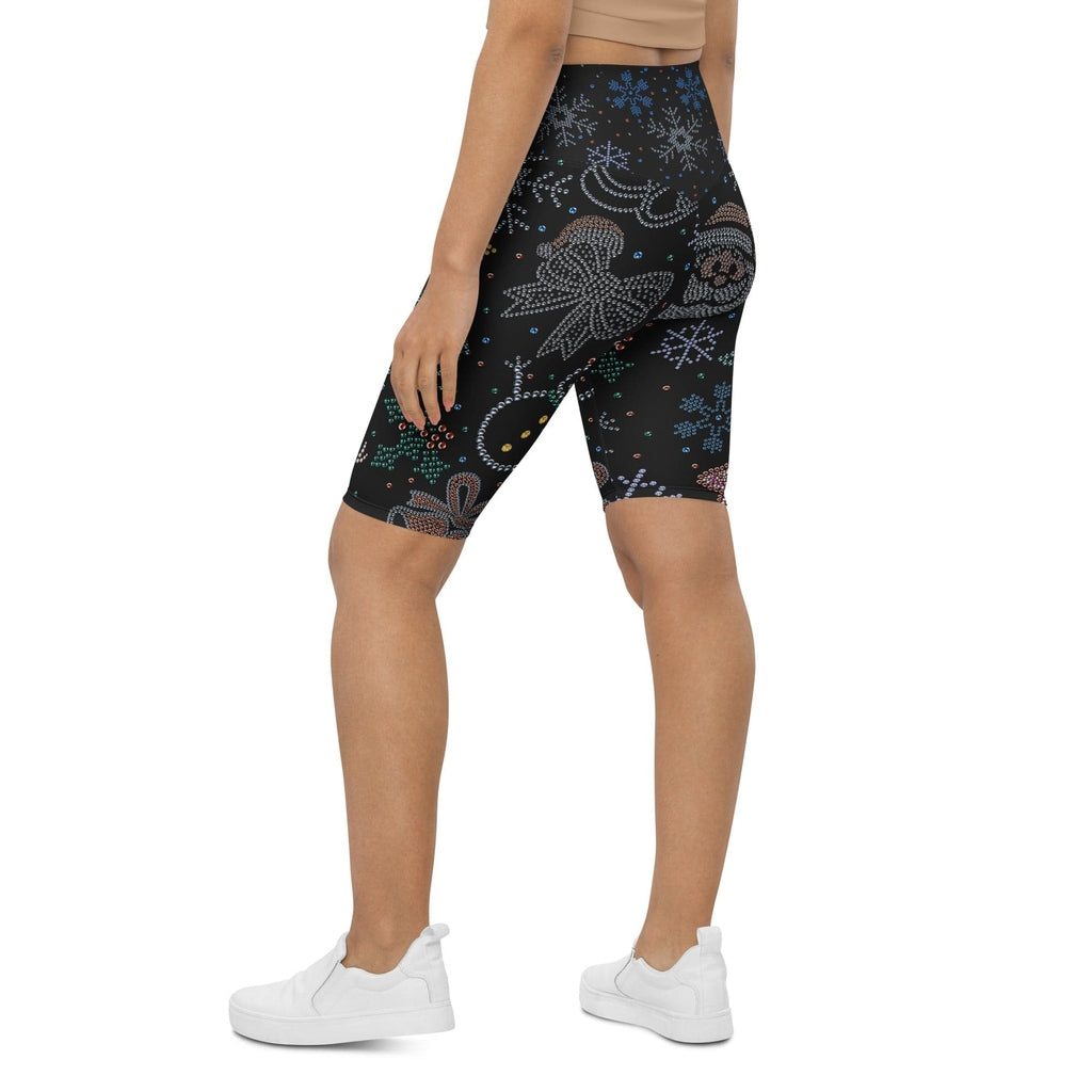 Faux Rhinestone Christmas Biker Shorts