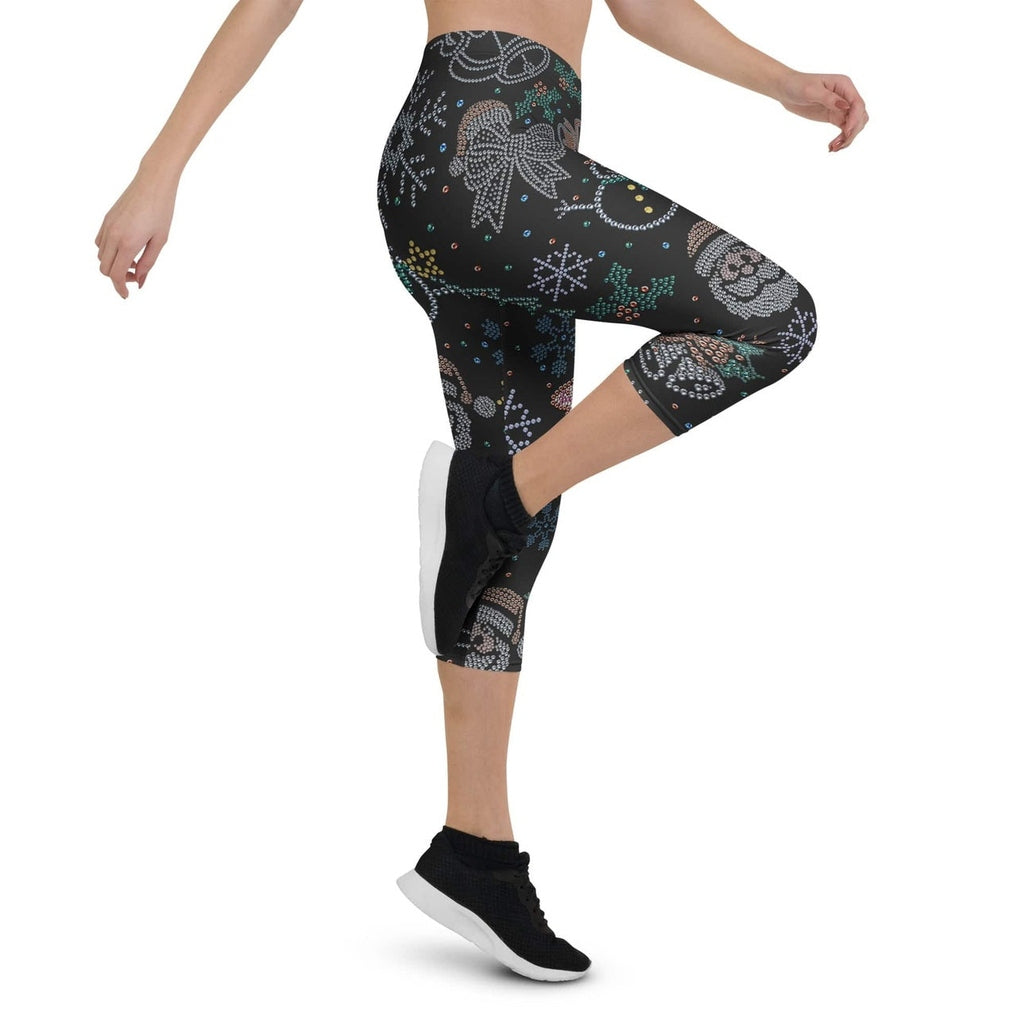 Faux Rhinestone Christmas Capris