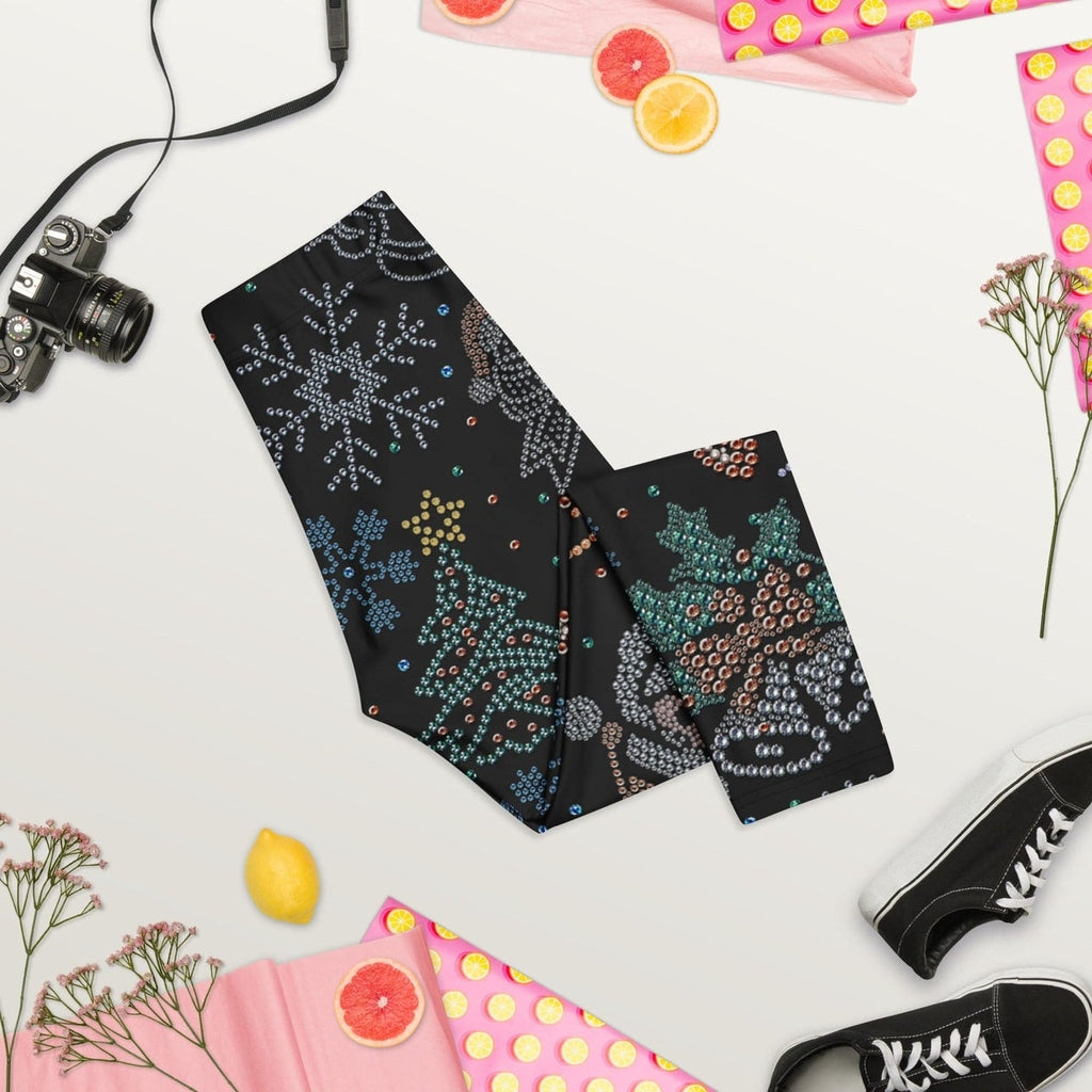 Faux Rhinestone Christmas Capris