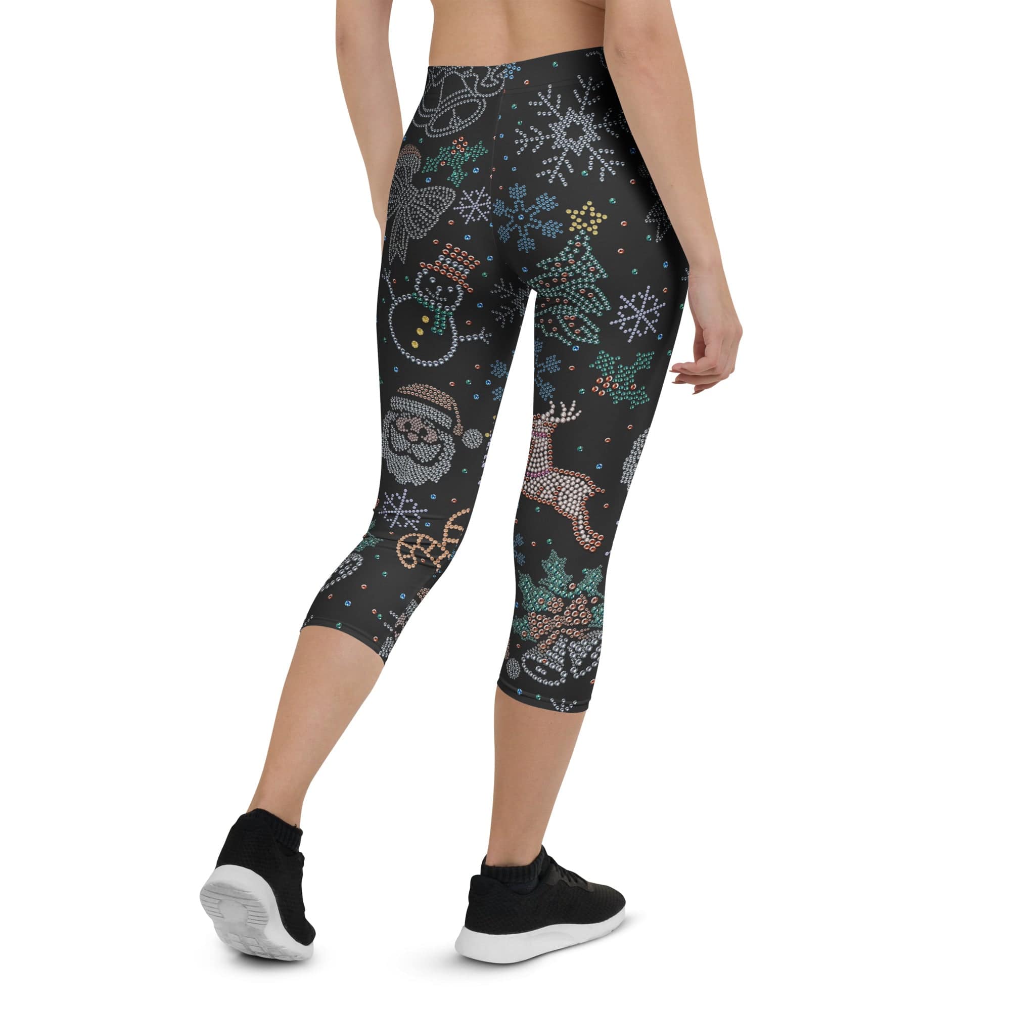 Faux Rhinestone Christmas Capris