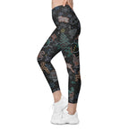 Faux Rhinestone Christmas Crossover Leggings With Pockets