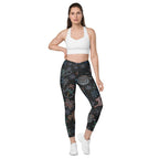 Faux Rhinestone Christmas Crossover Leggings With Pockets