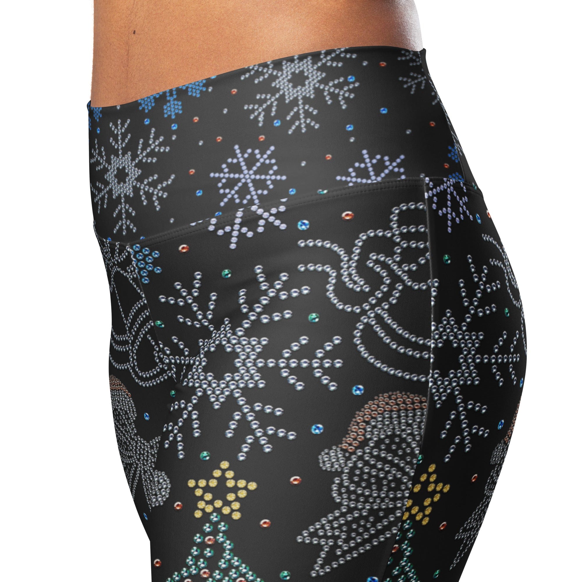 Faux Rhinestone Christmas Flare Leggings