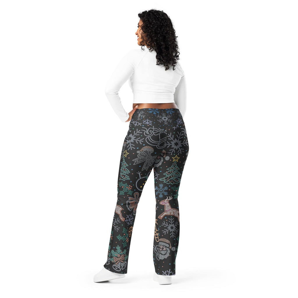 Faux Rhinestone Christmas Flare Leggings