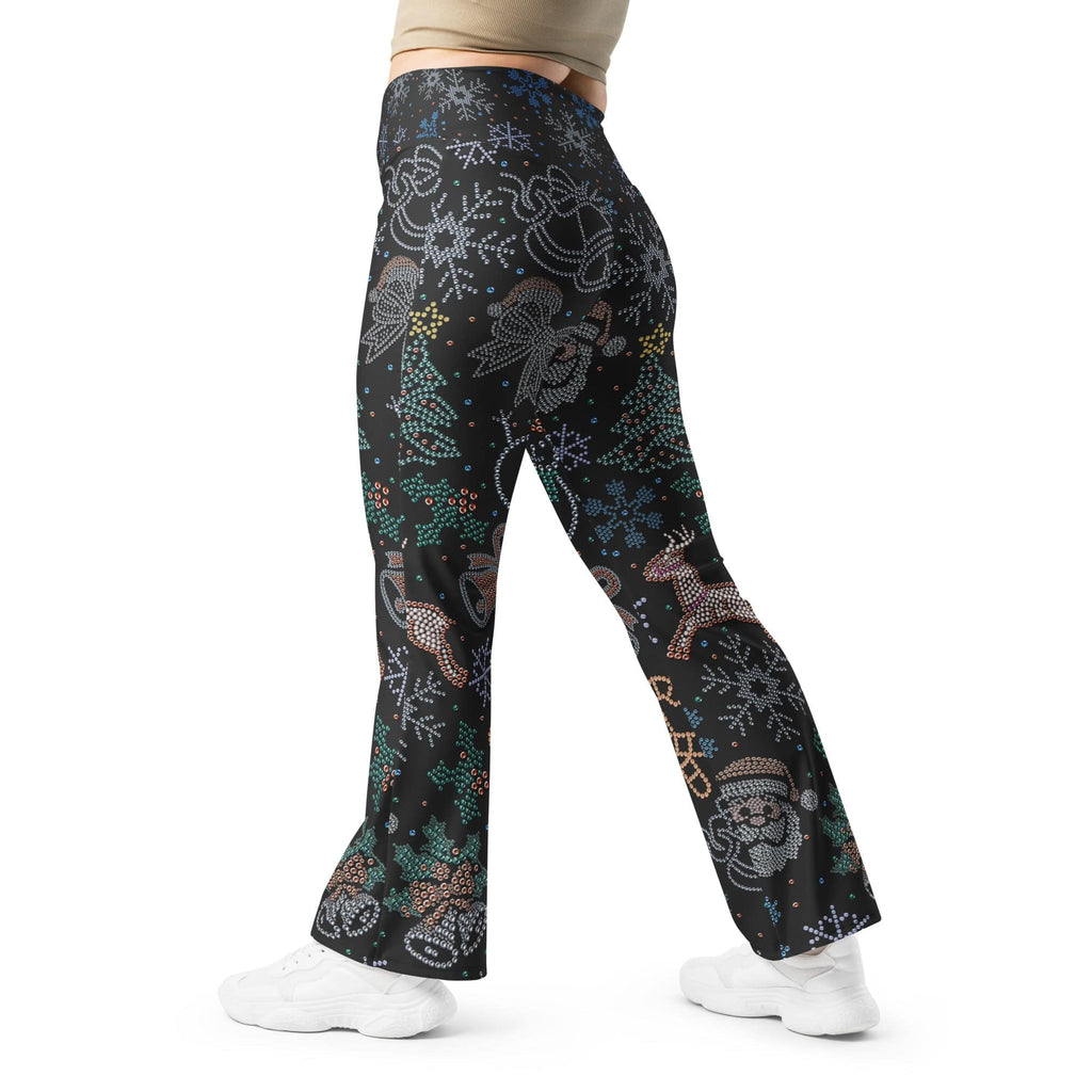 Faux Rhinestone Christmas Flare Leggings