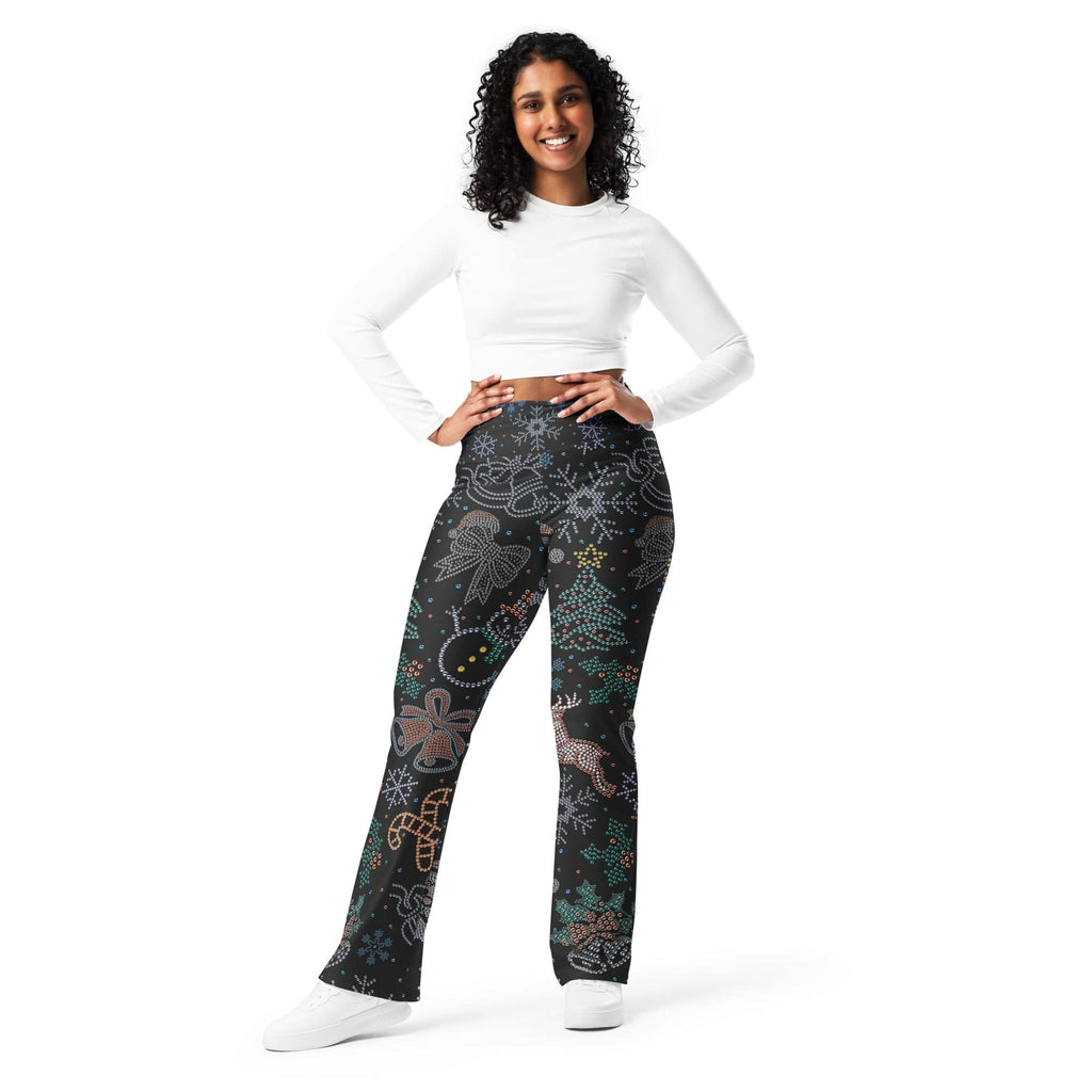 Faux Rhinestone Christmas Flare Leggings
