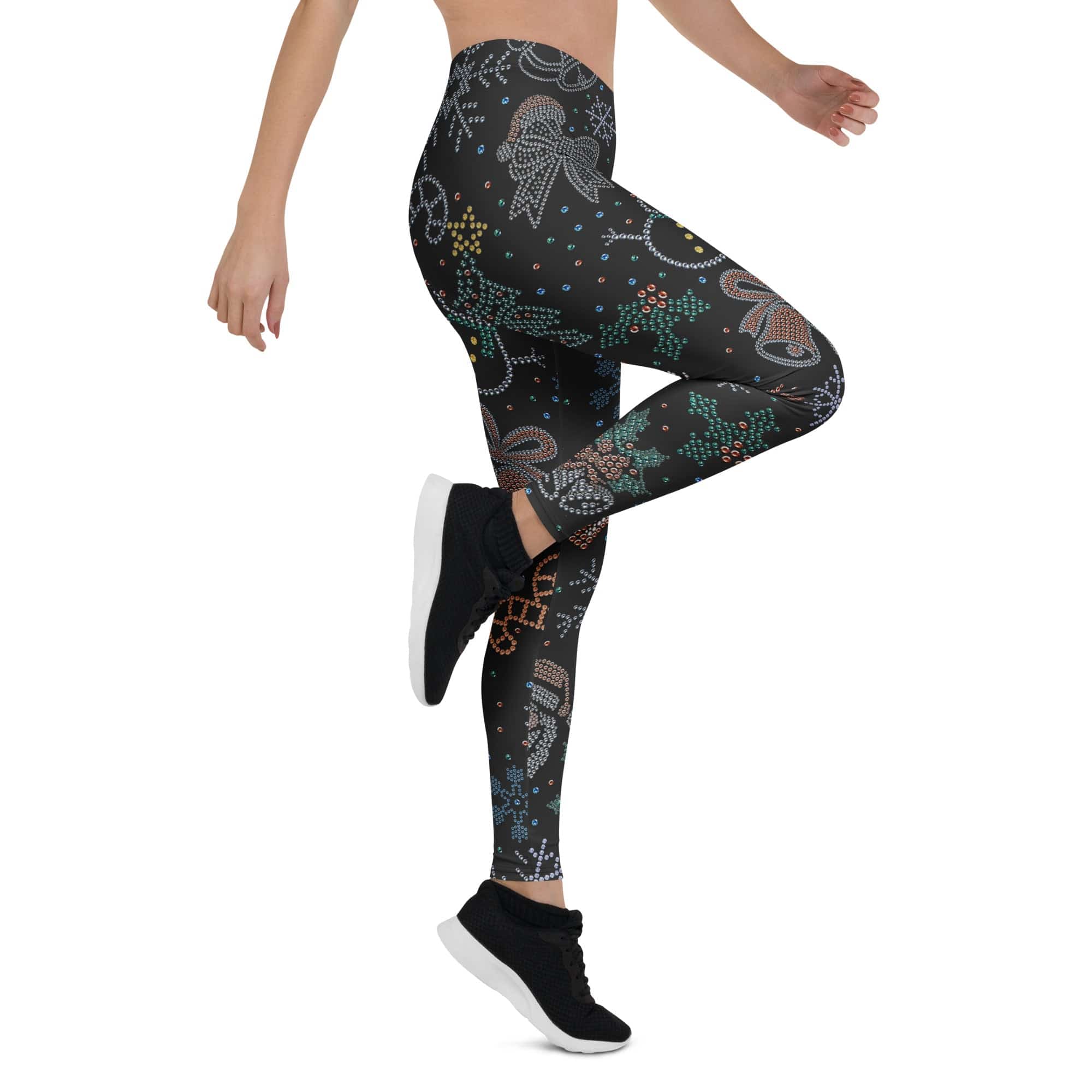 Faux Rhinestone Christmas Leggings