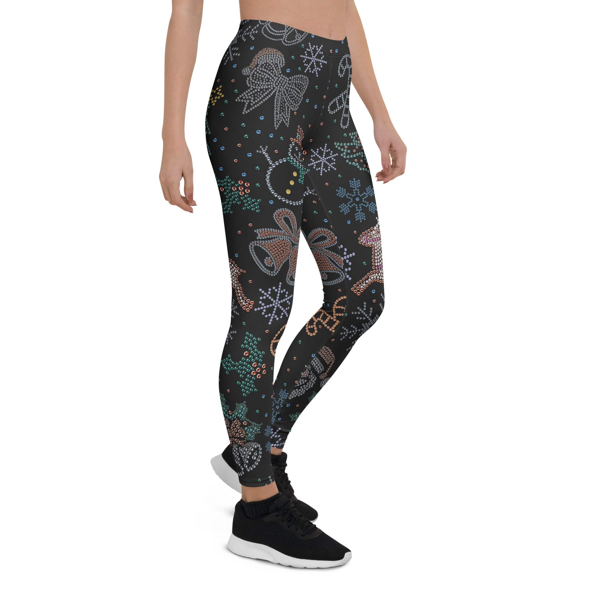 Faux Rhinestone Christmas Leggings