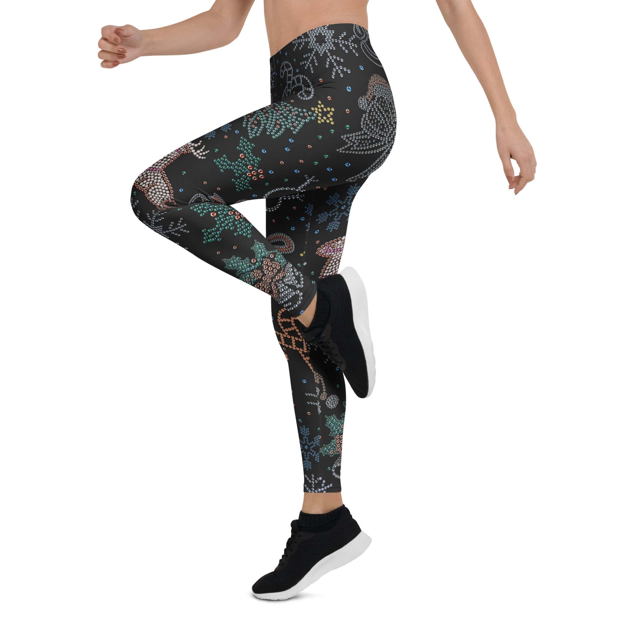 Faux Rhinestone Christmas Leggings