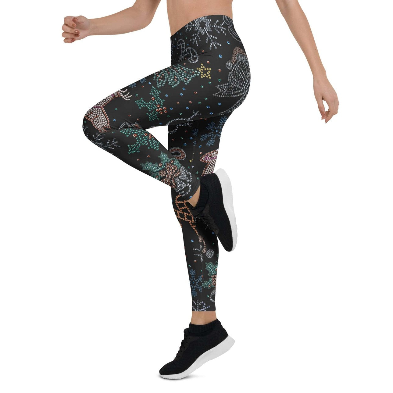 Faux Rhinestone Christmas Leggings