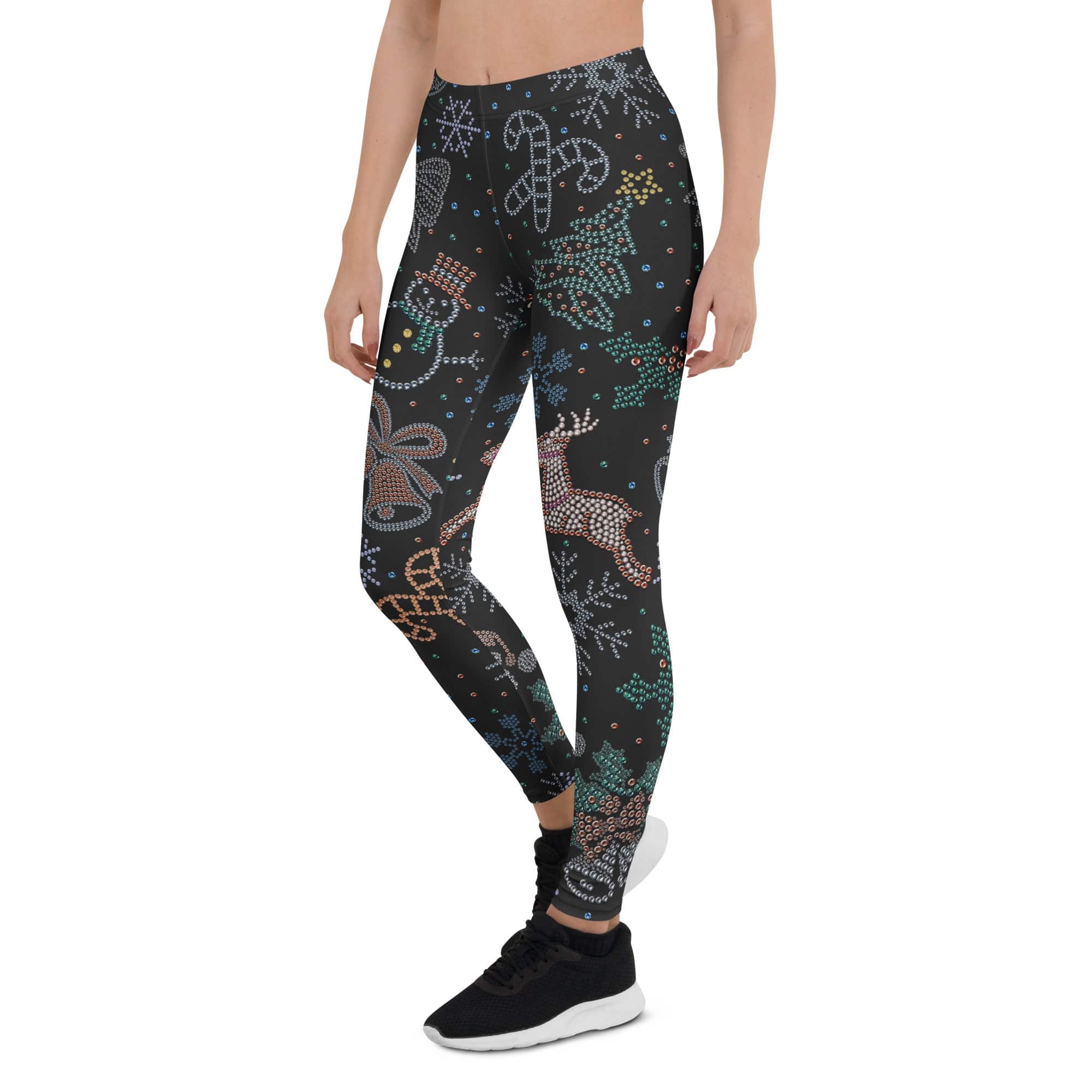 Faux Rhinestone Christmas Leggings