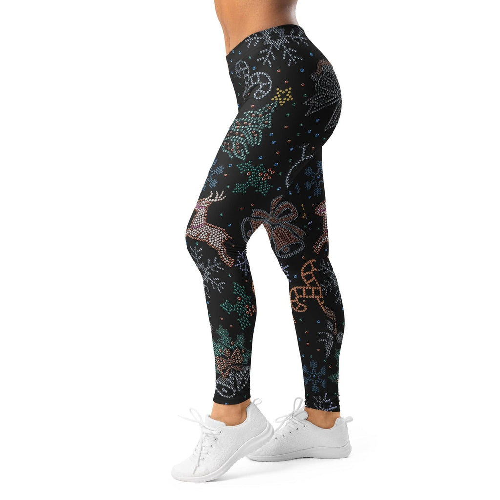 Faux Rhinestone Christmas Leggings