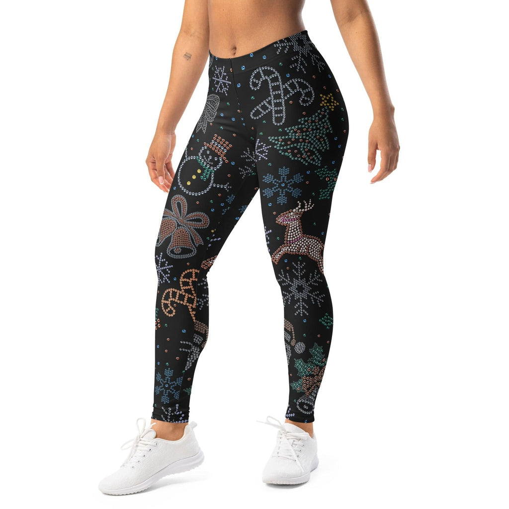 Faux Rhinestone Christmas Leggings