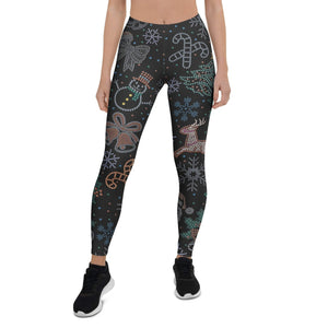 Faux Rhinestone Christmas Leggings