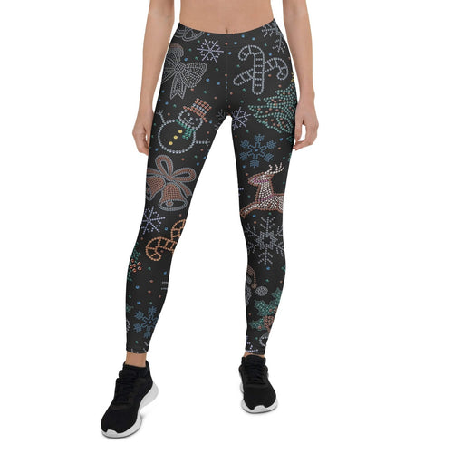 Faux Rhinestone Christmas Leggings