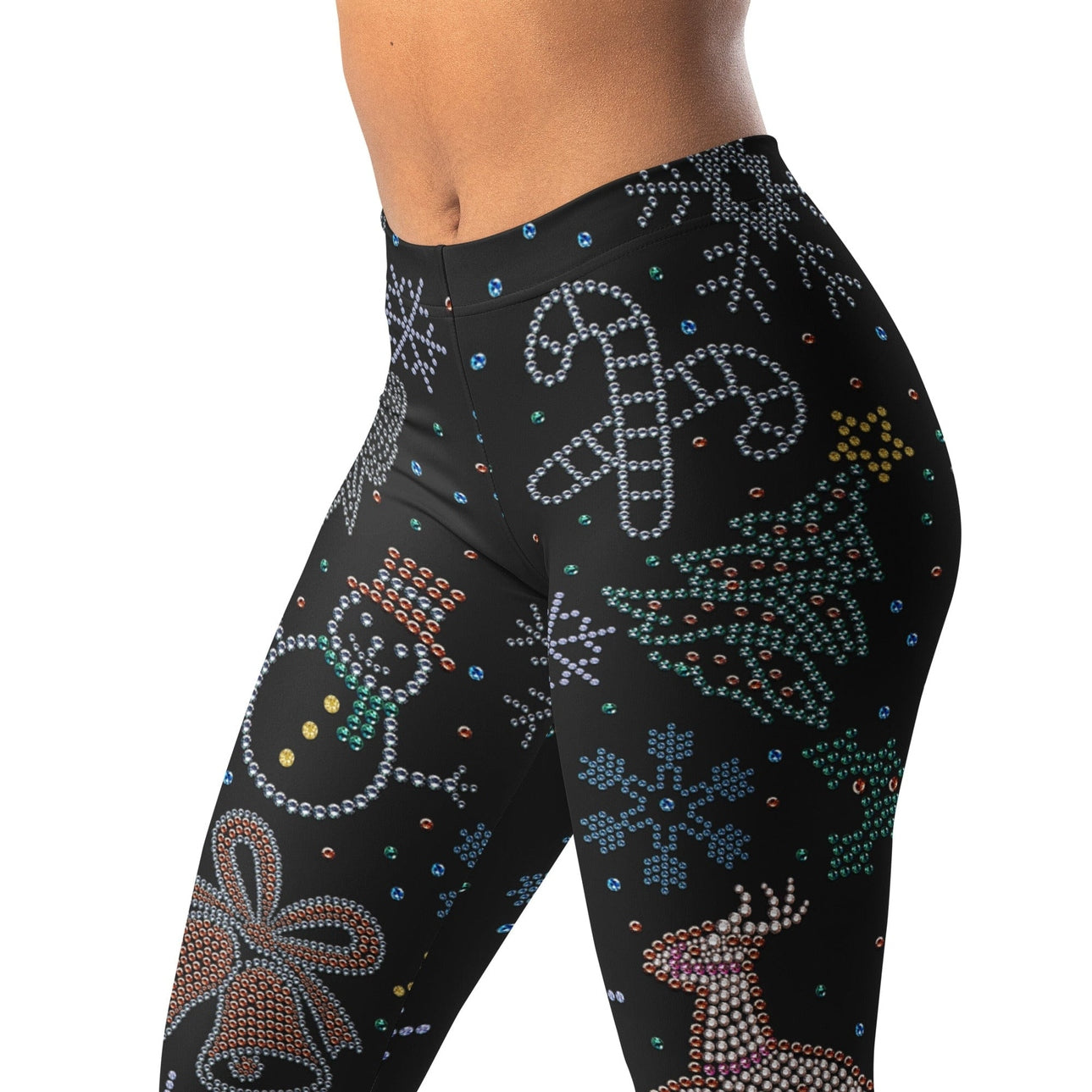 Faux Rhinestone Christmas Leggings