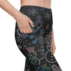 Faux Rhinestone Christmas Leggings With Pockets