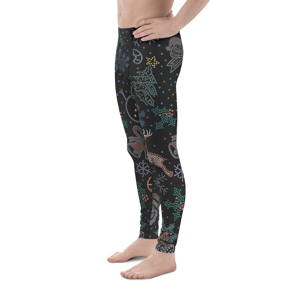 Faux Rhinestone Christmas Men's Leggings
