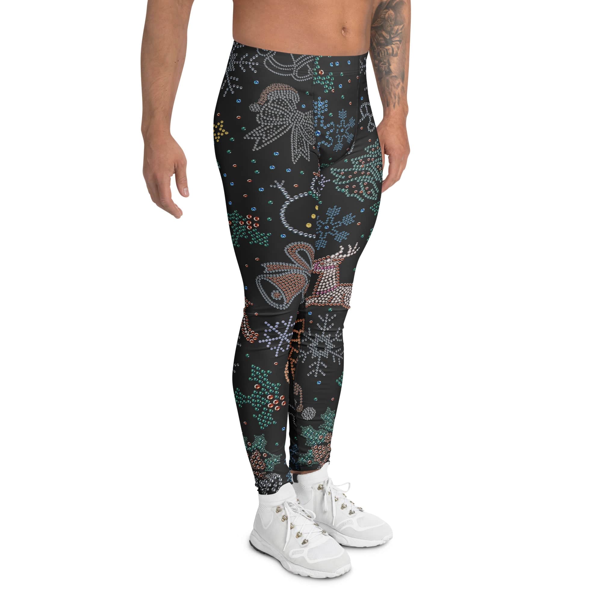 Faux Rhinestone Christmas Men's Leggings