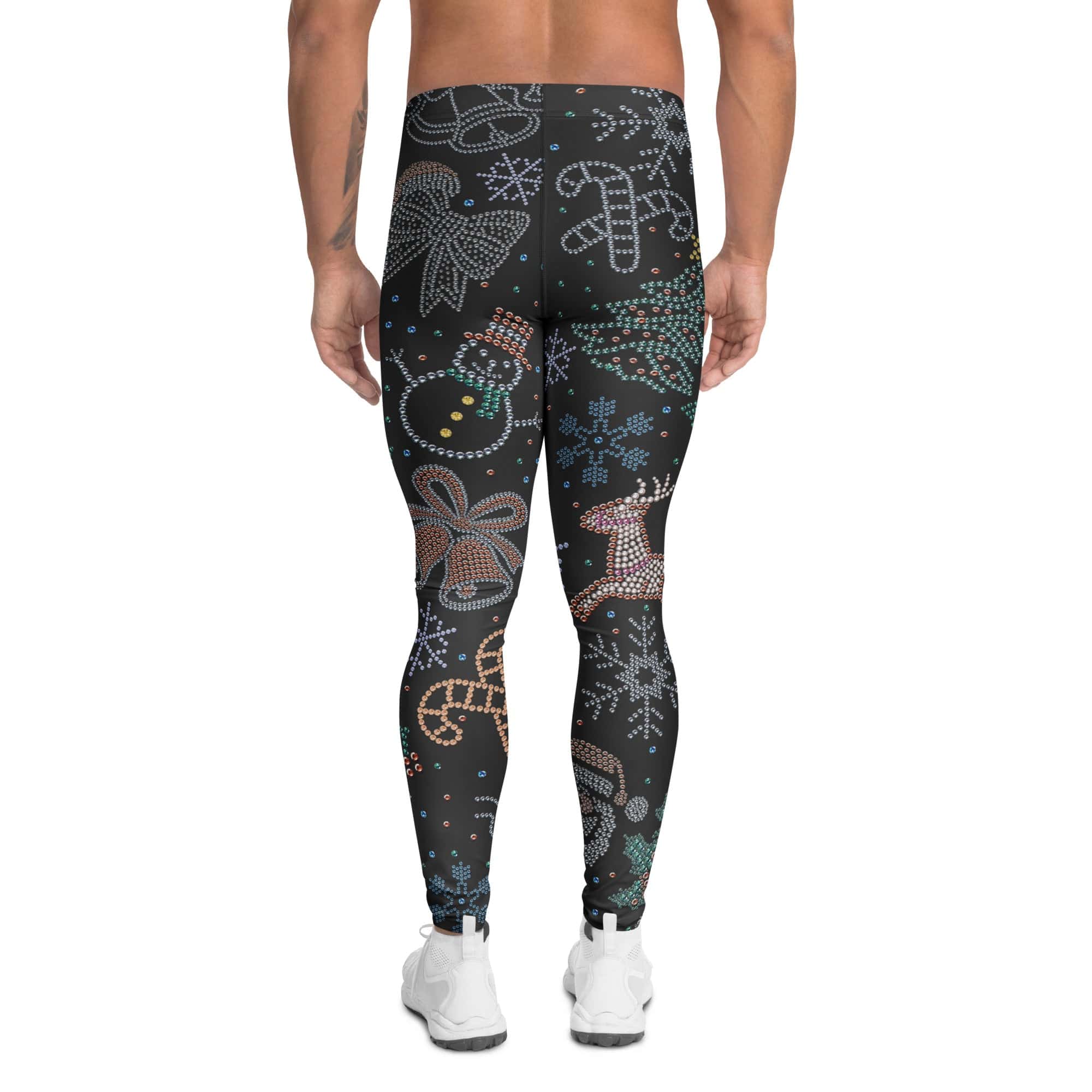 Faux Rhinestone Christmas Men's Leggings