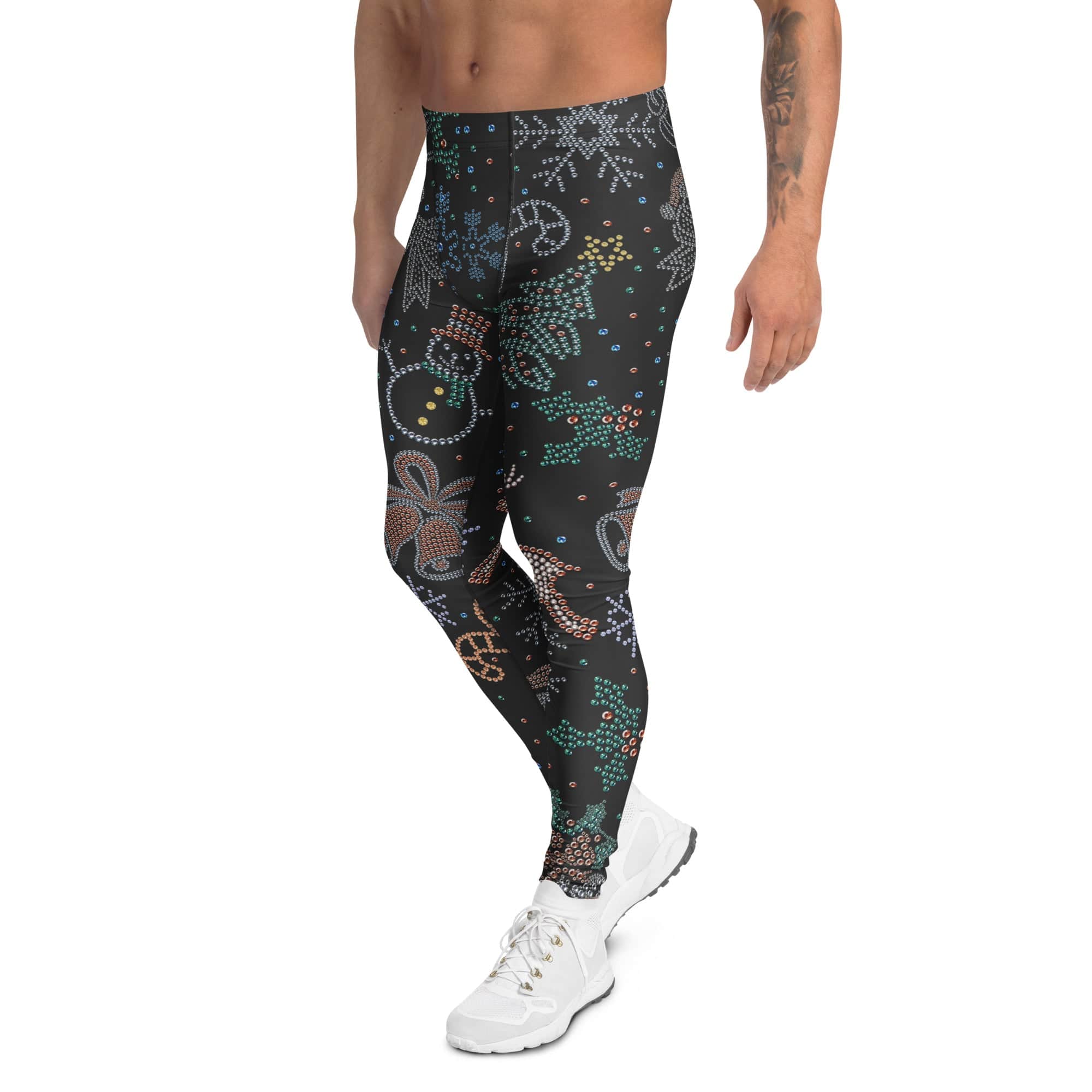 Faux Rhinestone Christmas Men's Leggings