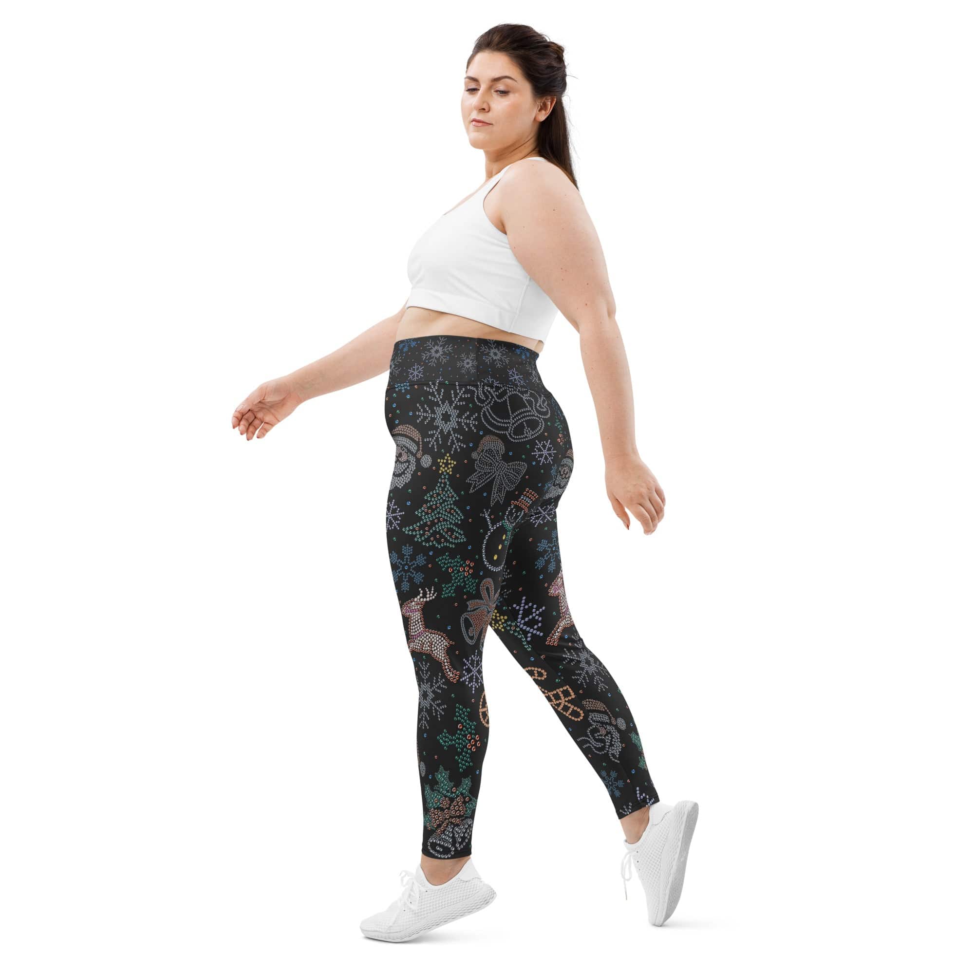 Faux Rhinestone Christmas Plus Size Leggings