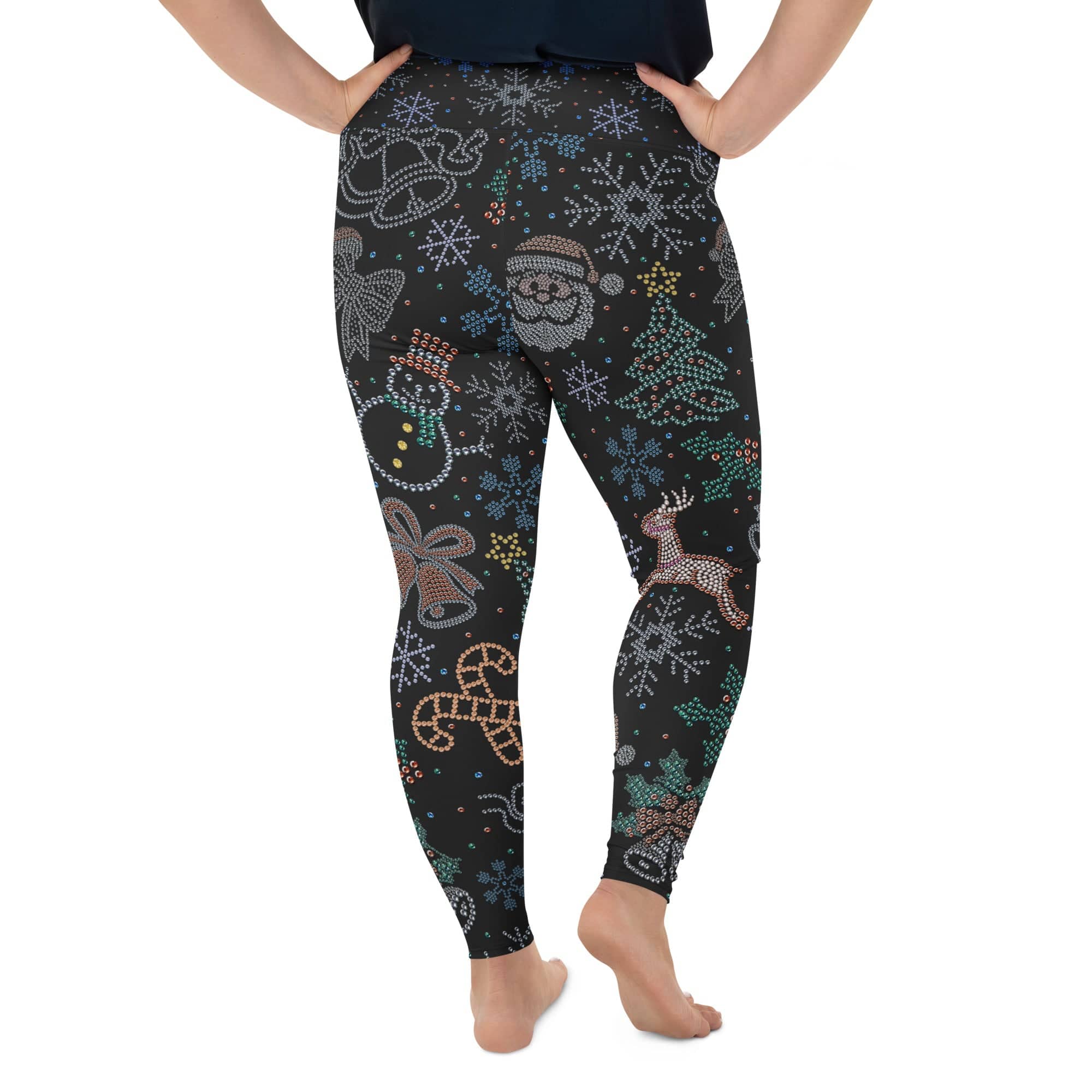 Faux Rhinestone Christmas Plus Size Leggings